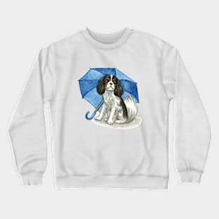 Cavalier King Charles Spaniel - Tri-colour Blue Umbrella Crewneck Sweatshirt